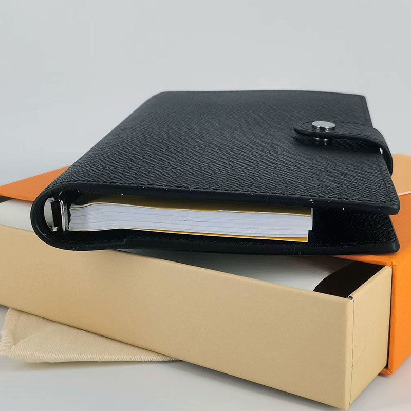 

Classic designer brand notebook cardholder bag high-end business leather cover notepad, Black striped