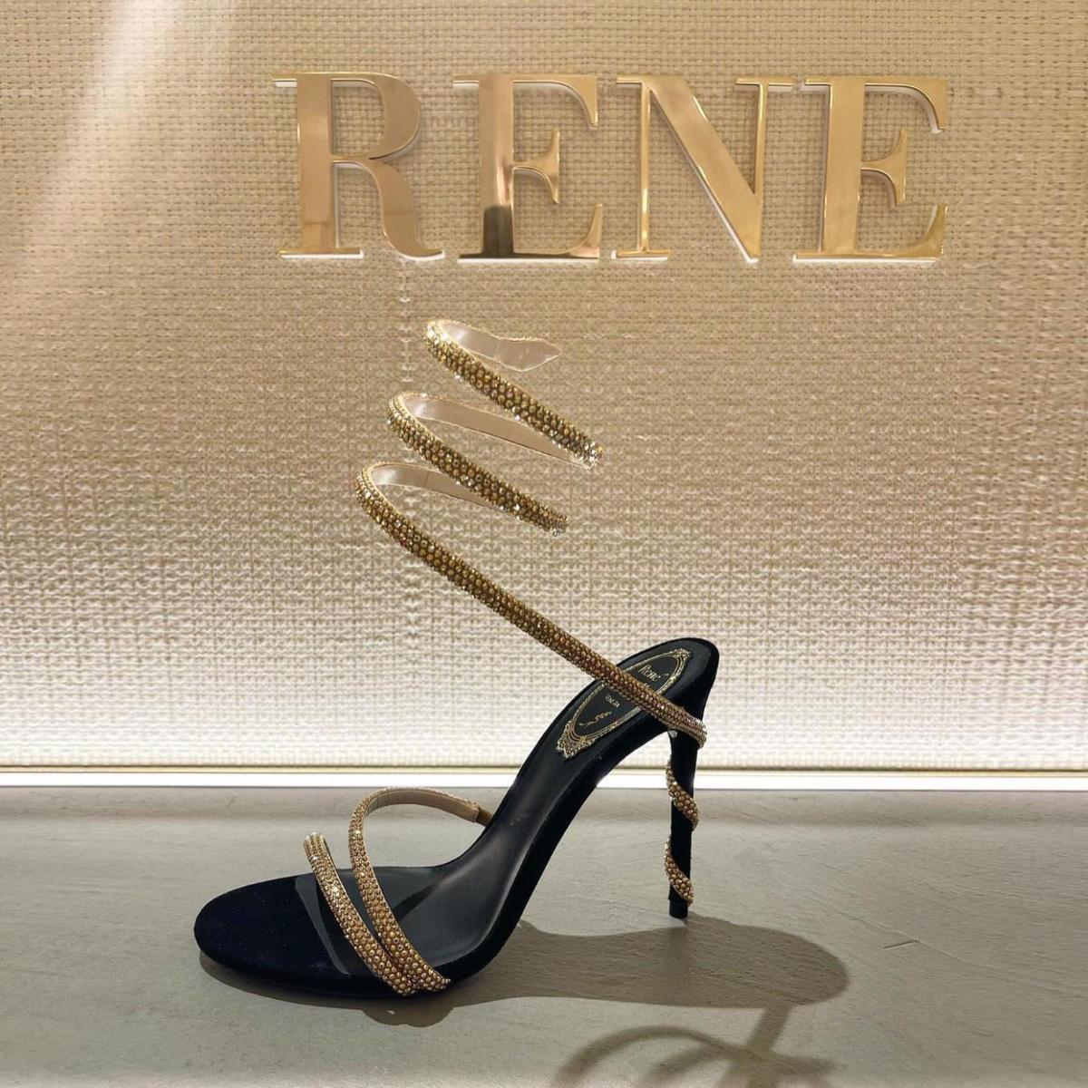 Rene caovilla Margot orné de daim Serpent Strass sandales à talon aiguille Chaussures de soirée femmes à talons hauts Designers de luxe Cheville