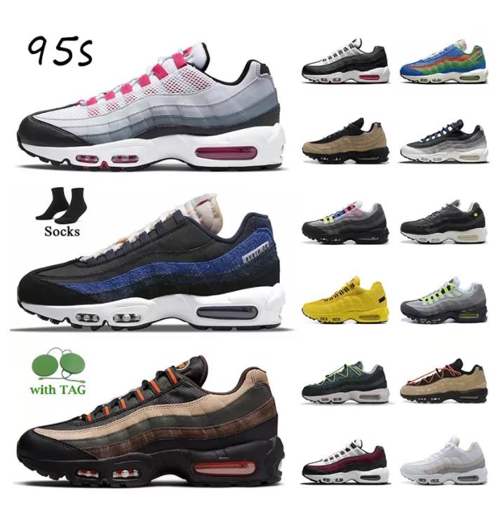 

95 95s running shoes mens trainers Triple Black White Worldwide Neon Aqua University Blue TT Bred women chaussures outdoor sport sneakers 36-45, 18
