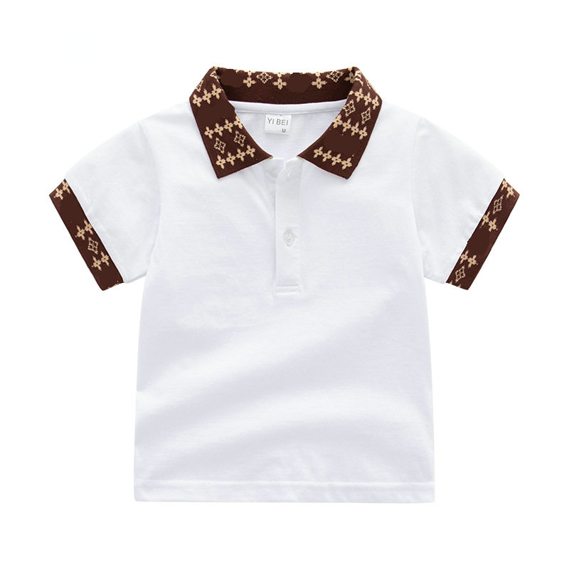 

Summer Baby Boys T Shirt Short Sleeve Polo Shirts for Boy Children Solid Color Tee Baby Top Boy Clothes, White