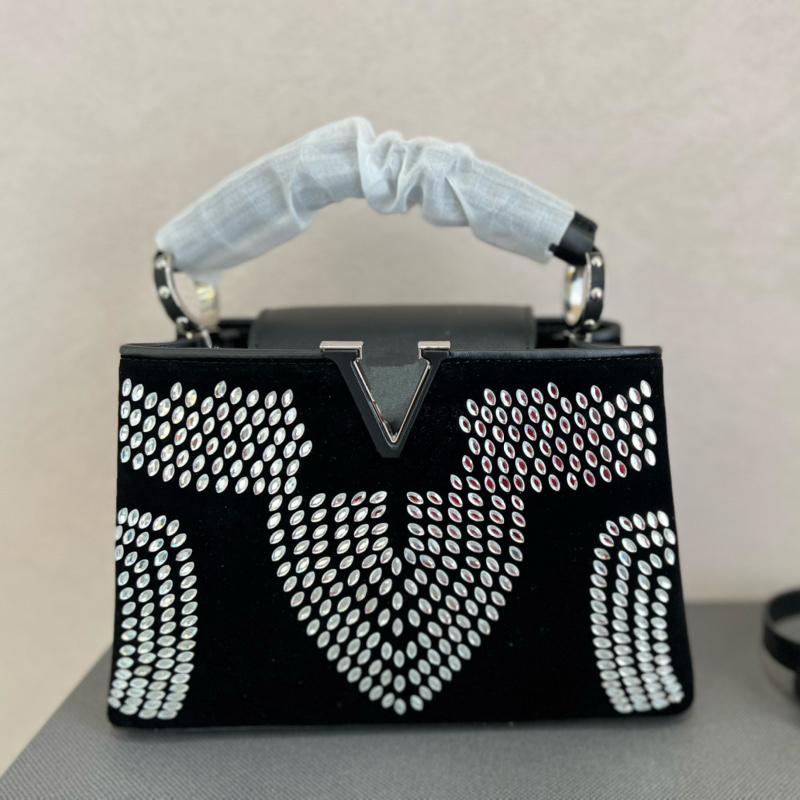 

Designer Handbag Capucines Diamonds Shoulder Bag Tote Crossbody Bags Real Leather Large Capacity Handbags Purse Removable Strap Flap Bottom Rivet Totes, Box