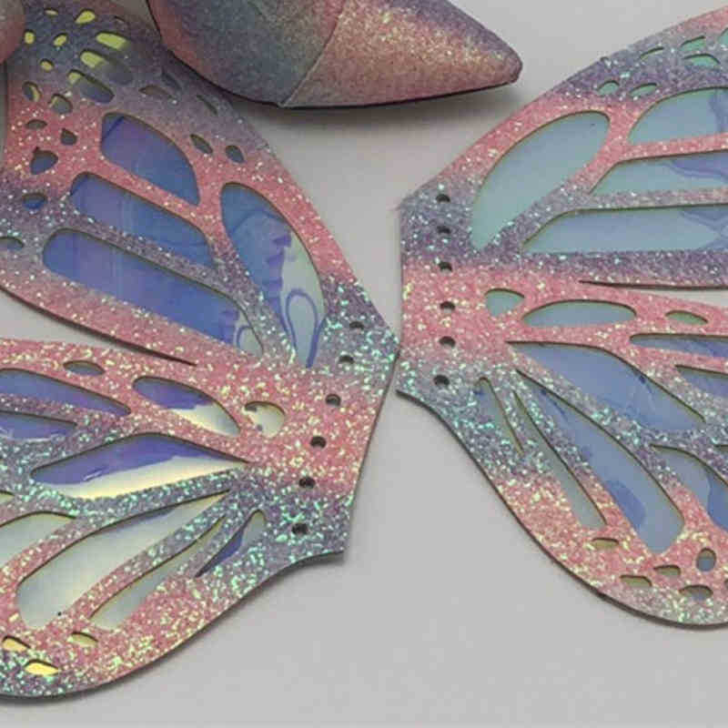 

Boots European and American Butterfly High Heeled Ankle Boots High Heeled Women's Shoes Plus Size Pointed Toe Lace Up Ankle Boots 220913, Wing