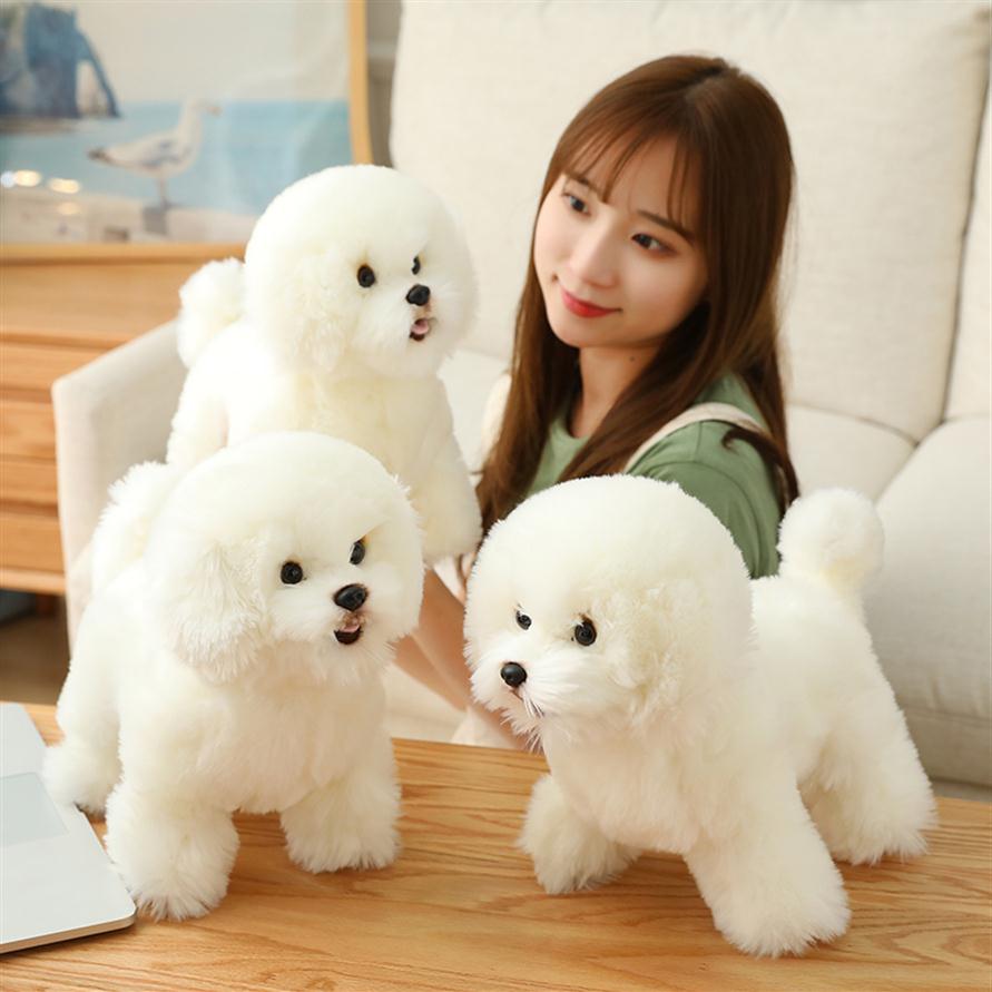 Cute and realistic Bichon Frise toy small simulation dog animal plush doll girl home decoration creative Christmas gift238o-image-1108677532