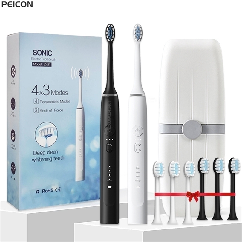 

smart electric toothbrush Sonic Electric Toothbrush For Adults USB Rechargeable IPX7 Waterproof Travel Soft Replacement Brush Heads Set 221026