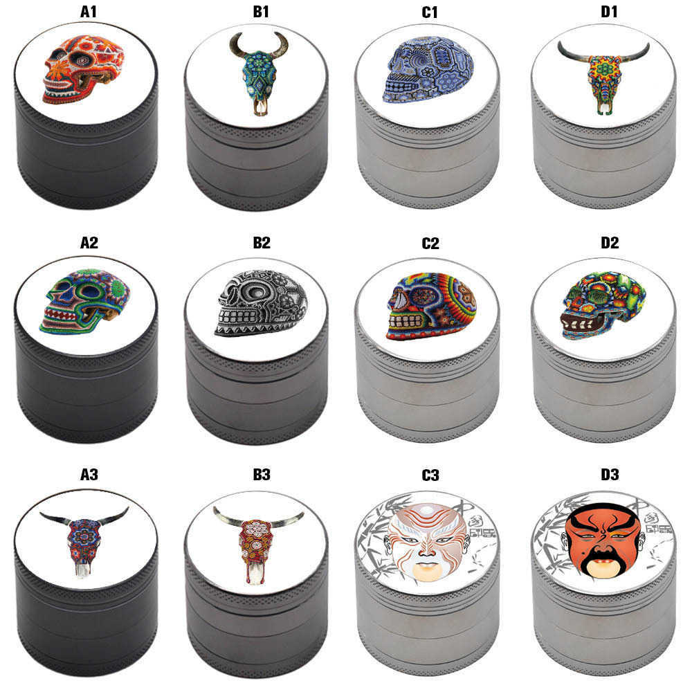 

Smoking Accessories New 40mm metal herb grinder colors skull mask pattern four layer zinc alloy smoking accessaries for tobacco