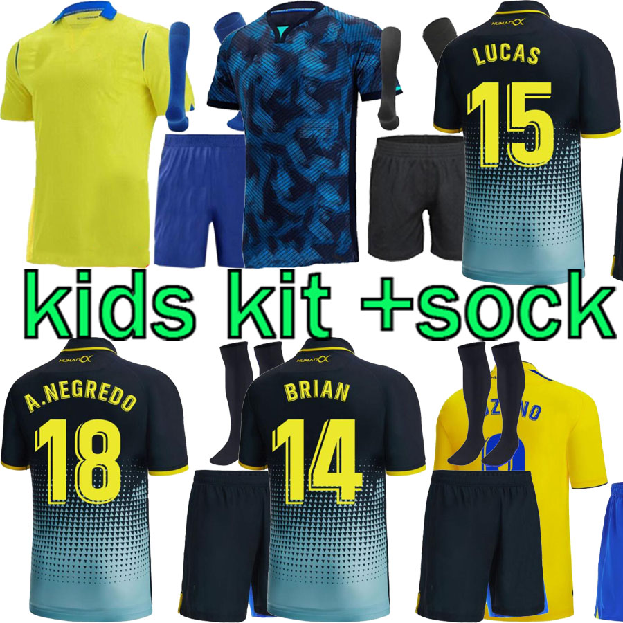 

2022 2023 Cadiz soccer jerseys CADIZ CF Negredo camisetas de futbol LOZANO ALEX Bodiger Juan Cala 22/23 kids kit socks full sets football shirts, Yellow
