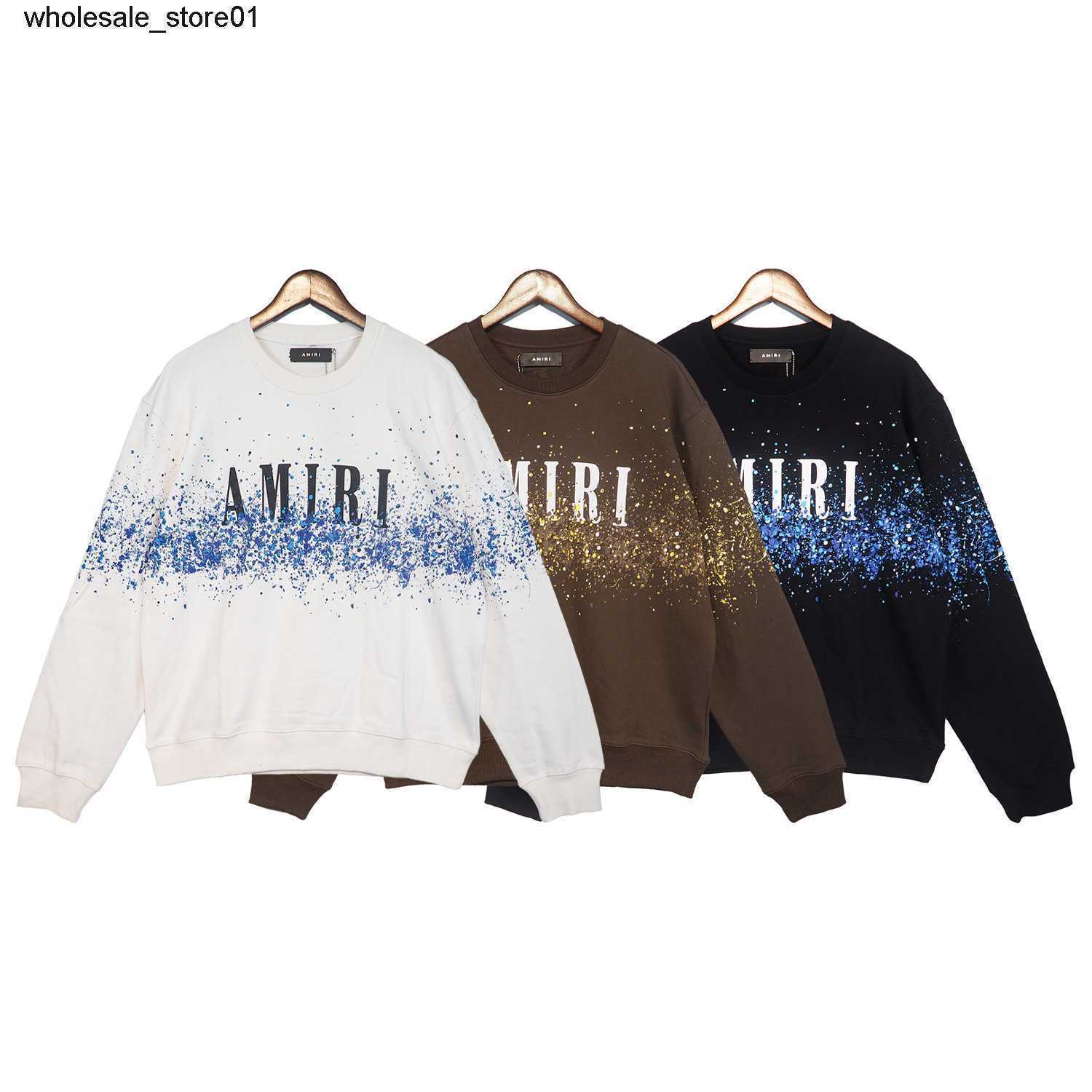 Men's Hoodies designer Sweatshirts new amirs cotton ink splashing long sleeve letter printing black loose sweater hoodie