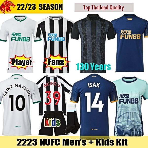 

22 23 Newcastle Soccer Jerseys BRUNO G. 2022 2023 NUFC 130 Years JOELINTON ISAK Fans Player Version United MAXIMIN WILSON 130th Football Shirt Mens Jersey Kids kit, 2223 away2