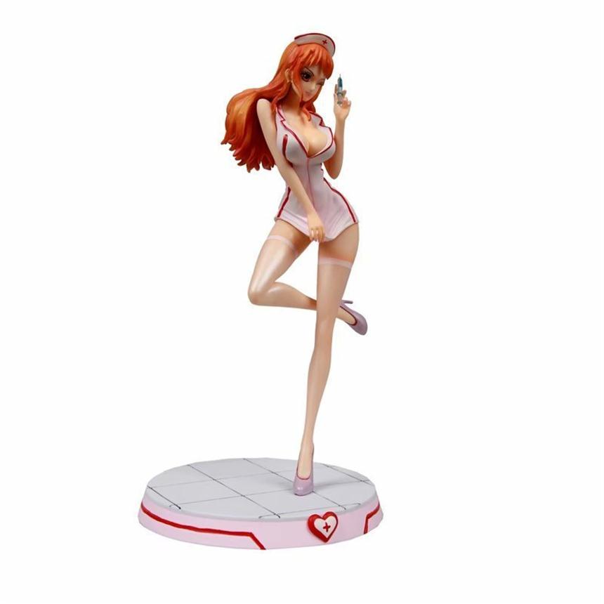 

NEW 33CM Anime ONE PIECE Nami Uniform temptation nurse ver Sexy Girls PVC Action Figure Anime Figures Model Toy Collection Doll T200825248P, No retail box