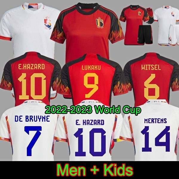 Joueur des fans Belgique 2022 Coupe du monde Jerseys Jerseys Team de Bruyne Hazard Courtois Lukaku Tielemans Doku 22 23 Batshuayi Kevin Men Kids