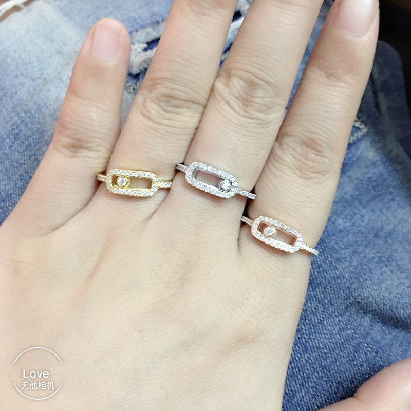 

women wedding finger moving ring one crystal can be move ring love 6/7/8 size