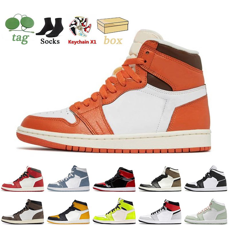 

With Box Starfish 1s Jumpman 1 Basketball Shoes Lost Found Denim Yellow Toe Taxi Mid Homage Patent Bred Dark Mocha High Stealth Sports Trainers Sneakers Big Size 13, E43 chicago 36-46