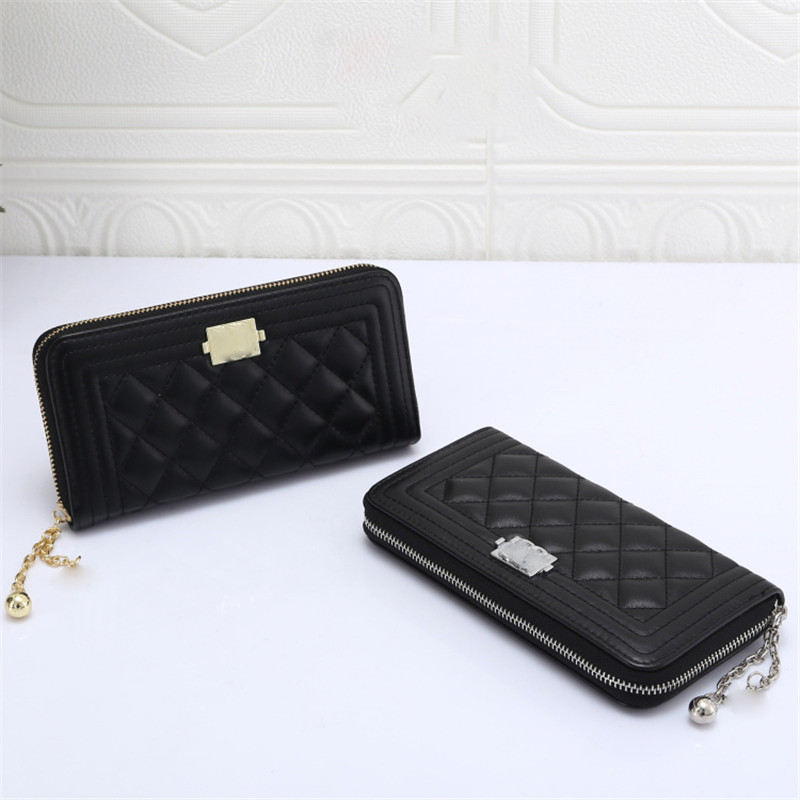 

Luxury Women's Long Wallets cardbag Designer Messenger Bag PU Leather Small Purse Zipper Card Holder Floral Pattern Pocket Edition, Size:19.5*10