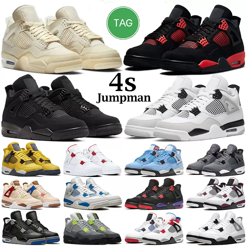 

Jumpman 4 4s Mens Basketball Shoes Military Black Cat Canvas Red Thunder University Blue Thunder Pink Cactus Jack Men Women Trainers J4 Outdoor Sports Sneakers, (39)