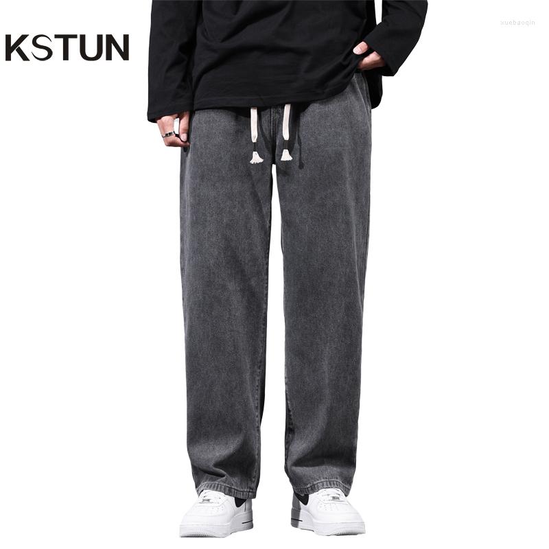 

Men's Jeans Loose Fit Men Pants Wide Leg Baggy Streetwear Fashion Pockets Gray Black Blue Gradiet Colors Denim Trousers Homme, Cn-565
