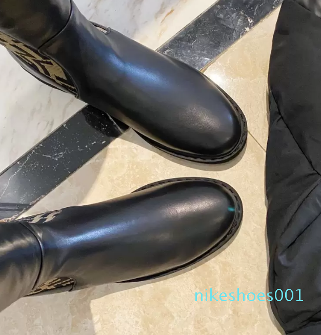 2022 Boot Designer Shoes Footwear Footwear Rockoko Logo-Jacquard Tissu tissu tissu sur le cuir noir - pour les femmes Luxury Zucca Knitt