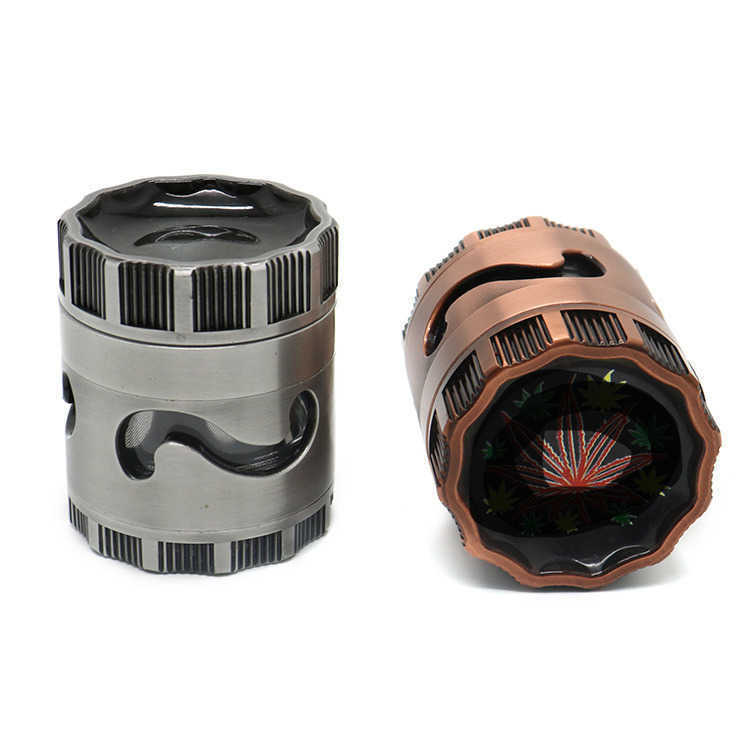

Aluminum alloy Smoking herb grinder 63mm 4-layer hollow out design color printing grinders