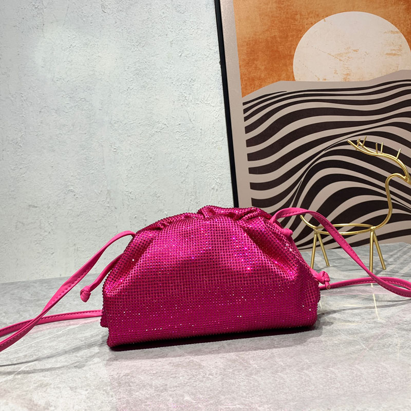 

Rhinestone Designer Bag The Pouch crossbody shoulder bags Soft Calfskin Ladies Large Clutch Cloud bags Genuine Leather Purse Famous Fashion Women Diamonds wallets, Customized