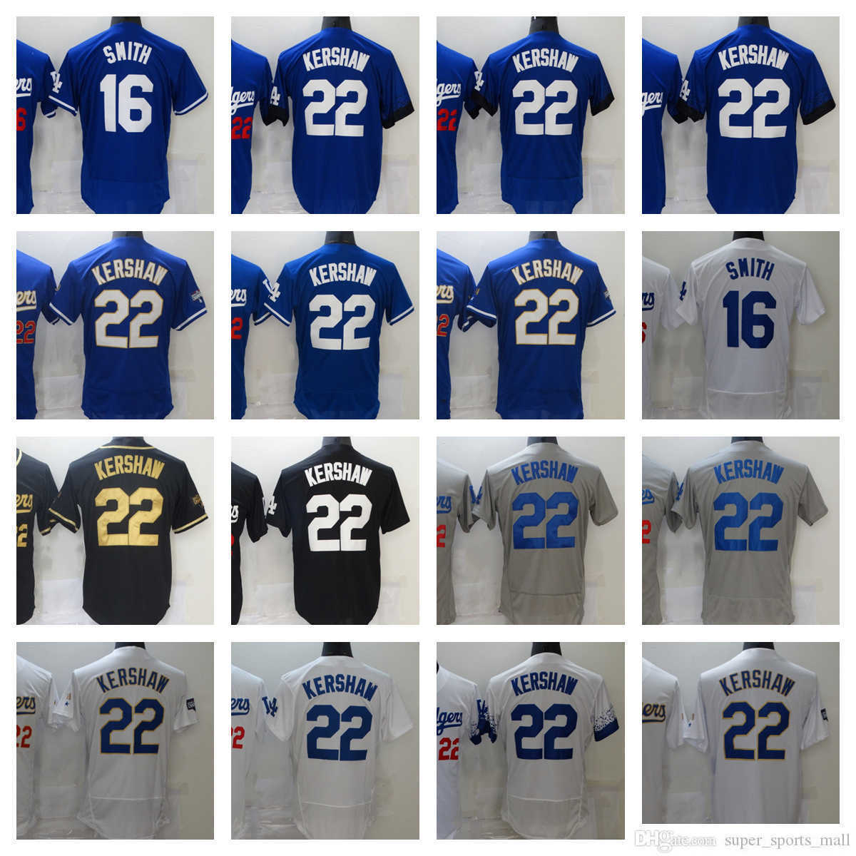 

22 Clayton Kershaw Baseball Jersey 16 Will Smith Stitched Jerseys, As picture
