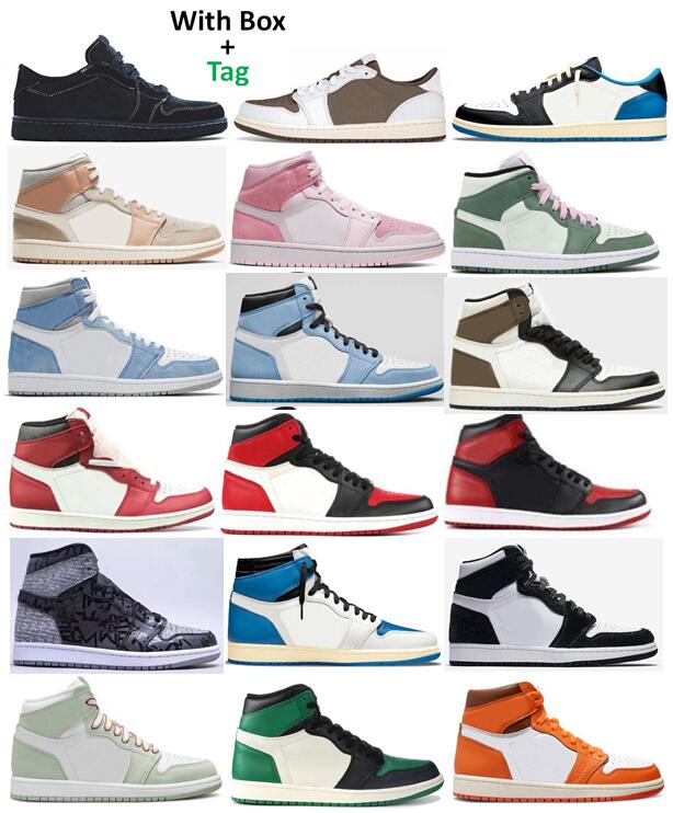 

1s Basketball Shoes 1 TS Fragment University Blue Dark Mocha Bred Chicago Lost and Found Black Phantom Milan Digital Pink Twist Dutch Green, Royal toe