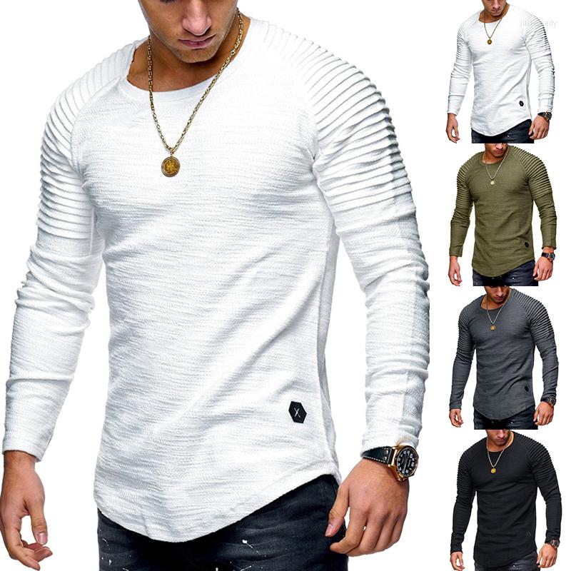 

Men' T Shirts Fashion Slim O-Neck Long Sleeve Tops Muscle Basic Tee T-shirt Casual Solid Interior Spring And Autumn