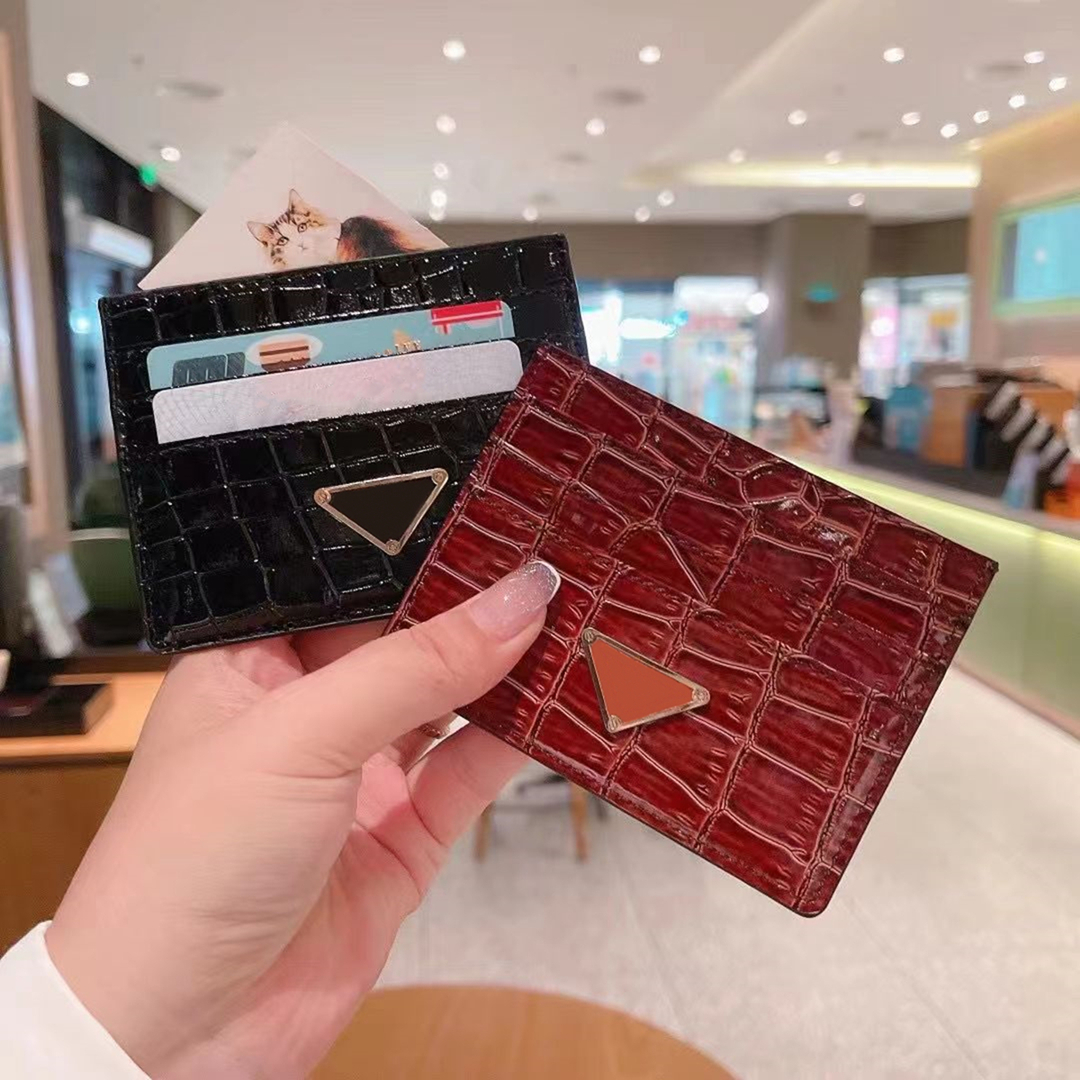 

Classic Designer Crocodile Skin Pattern Card Holder Wallet Women Luxury Alligator-Skin Coin Purses Mens Credit Cards Holders Documents Passport Bag Gift With Box, Red gold[p]