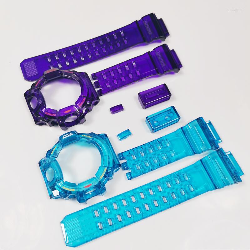 

Watch Bands Green GW9400 Silicone Rubber Strap Band Transparent Watchband Case Cover With Tools Wholesale Drop