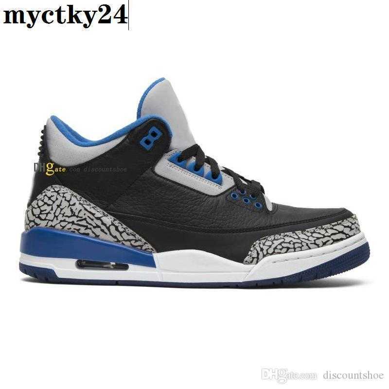 3 Sport Blue Basketball shoes chaussure Hommes Femmes 3s Sneakers pour la taille 36-47 136064 007 Chaussures de sport tendance de la mode