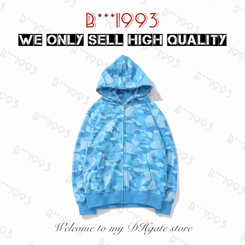 

High Quality Designer Mens Hoodies Men Women Stylist Shark Full Zip Tie Dye Hoodie Jacket Color Grid Sta Camo Sweatshirt Fashion Lumino OJZv, 1 button
