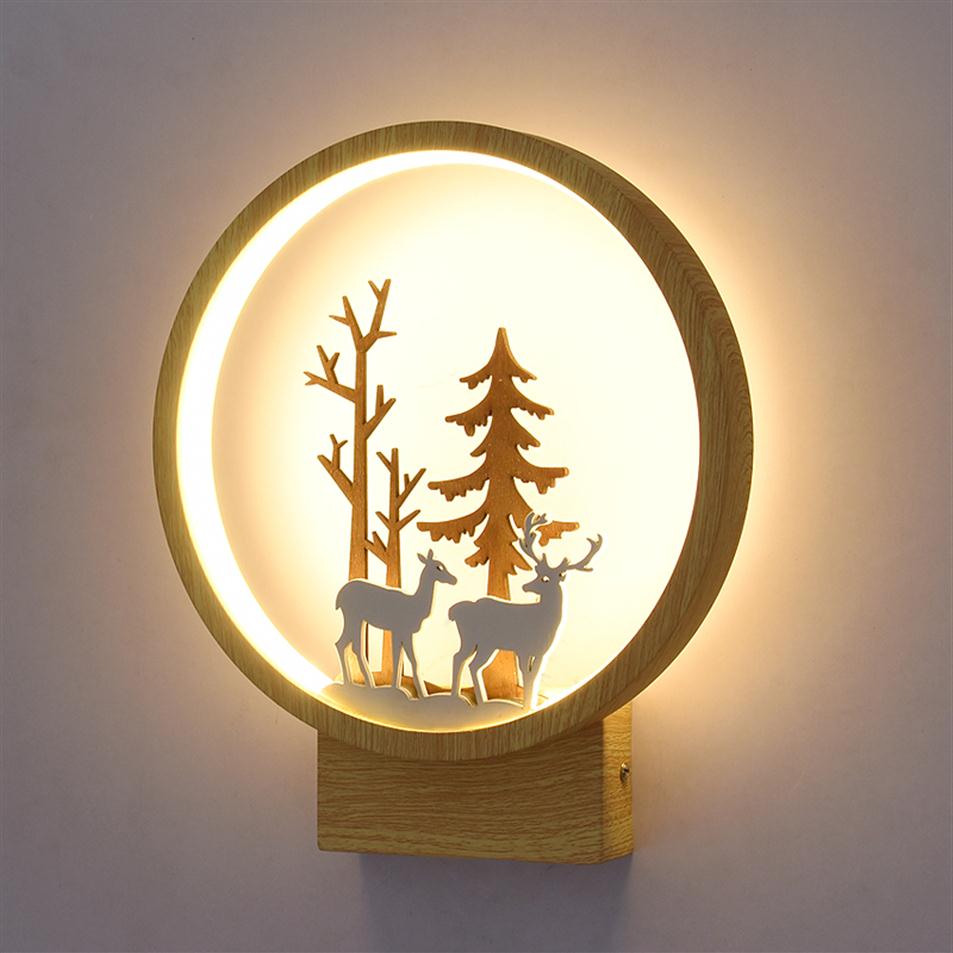 

Nordic Wall Lamps Round Small Elk Sconce Children Bedroom Bedside Light Stair Aisle LED Deer Wall Lights226g
