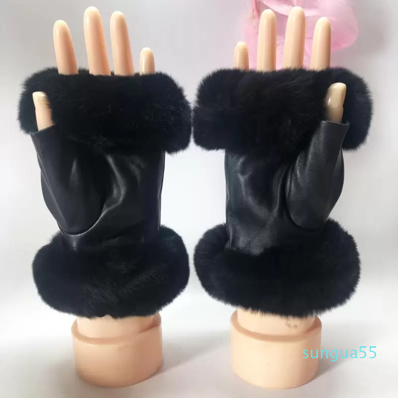 

Fingerless Gloves Ladies classic Designer leather touch screen gloves soft warm