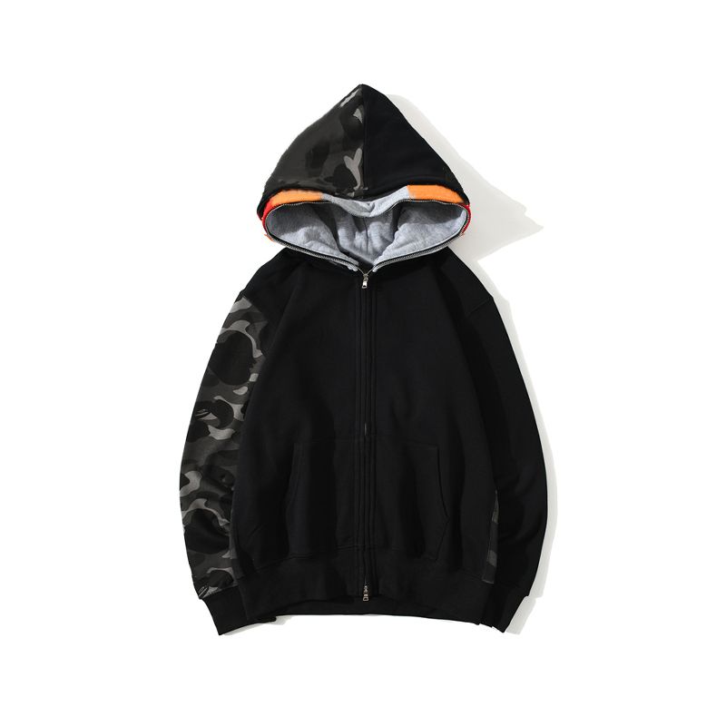 

High Quality Tiger Mens Hoodies Designer Men Women Shark Full Zip Hoodie Jacket Color Grid Harajuku Sweatshirt Fashion Co -Branding Lum yrOW, 1 button