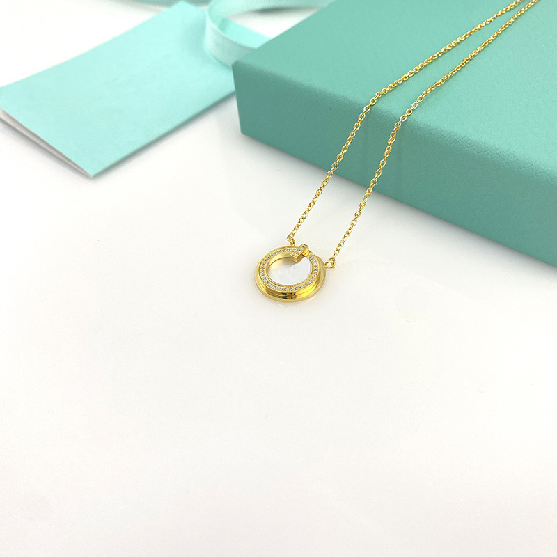 

Link chains luxury designer womens necklace gold necklaces Stainless Steel pendants letter t diamond 18K Gold Plated Gift chain circle pendant