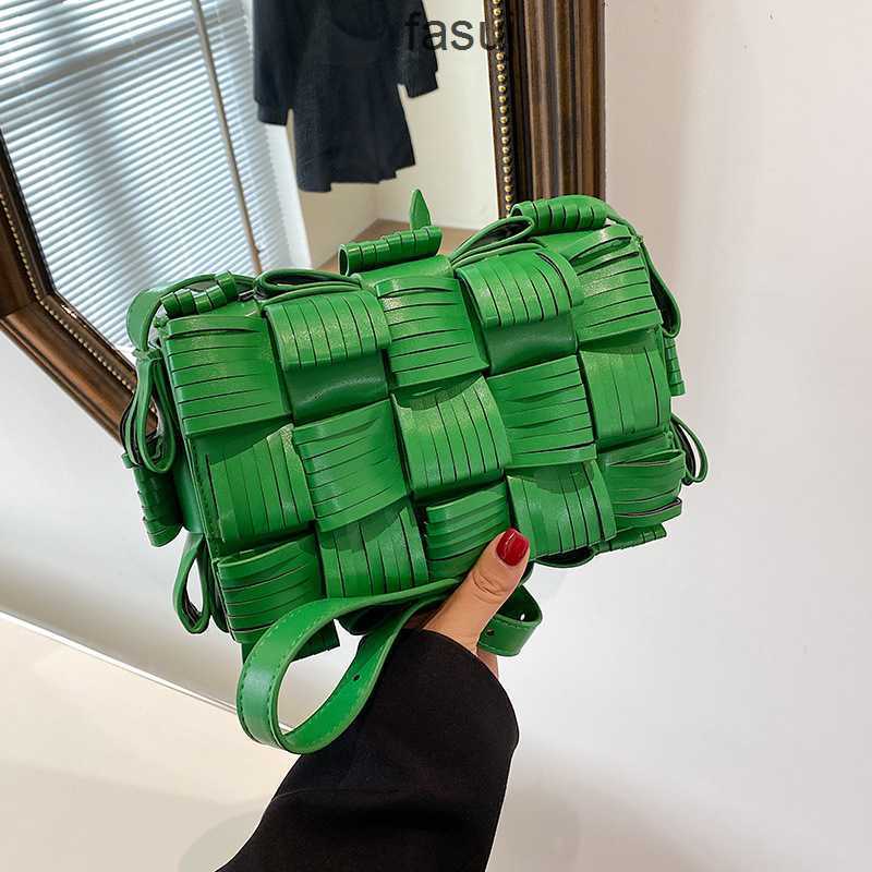 

Fashion Ladies Bottess bags Venetas Summer Woven Personality Tassel Splice Women's 2022 New Pillow One Shoulder Crossbody Small Square pu, Orange