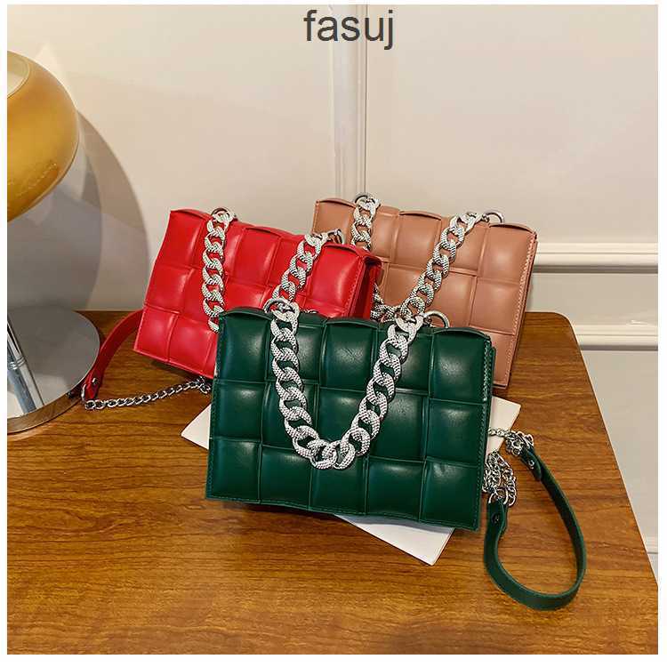 

Fashion Ladies Bottess bags Venetas Women 2022 New Acrylic Coarse Chain Hand One Shoulder Crossbody PU Soft Leather Woven Small Square, Blue