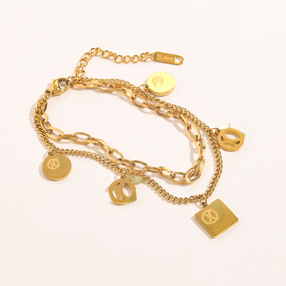 

Classic Bracelets Fashion Elegant Stainless Steel Bangle Women 18K Gold Plated Bracelet Wristband Cuff Chain Lovers Gift Wedding Jewelry ZG1321