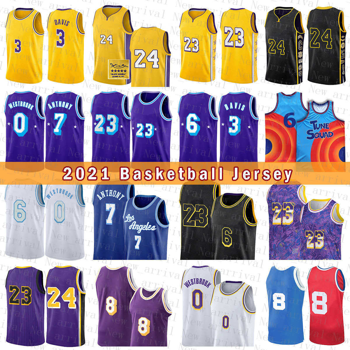 

Basketball Jersey 24 23 6 0 3 7 Los Angeles''Lakers''Kobe''Bryant''Mens LeBron James Anthony Russell Westbrook Davis Carmelo Anthony White