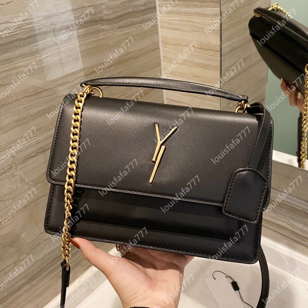

5A Top quality Original box 2022 luxurys designers handbag bags MEDIUM SUNSET womens leather cossbody purse chain tote bag ladies shoulder bags, Red