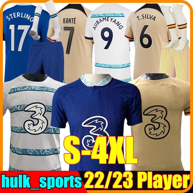 

4XL CFC Fans Player Version Soccer Jerseys 22/23 PULISIC MOUNT HAVERTZ STERLING JORGINHO KOULIBALY KANTE Mendy T. SILVA CUCURELLA Kits sock Full set football shirt, 22-23 special player