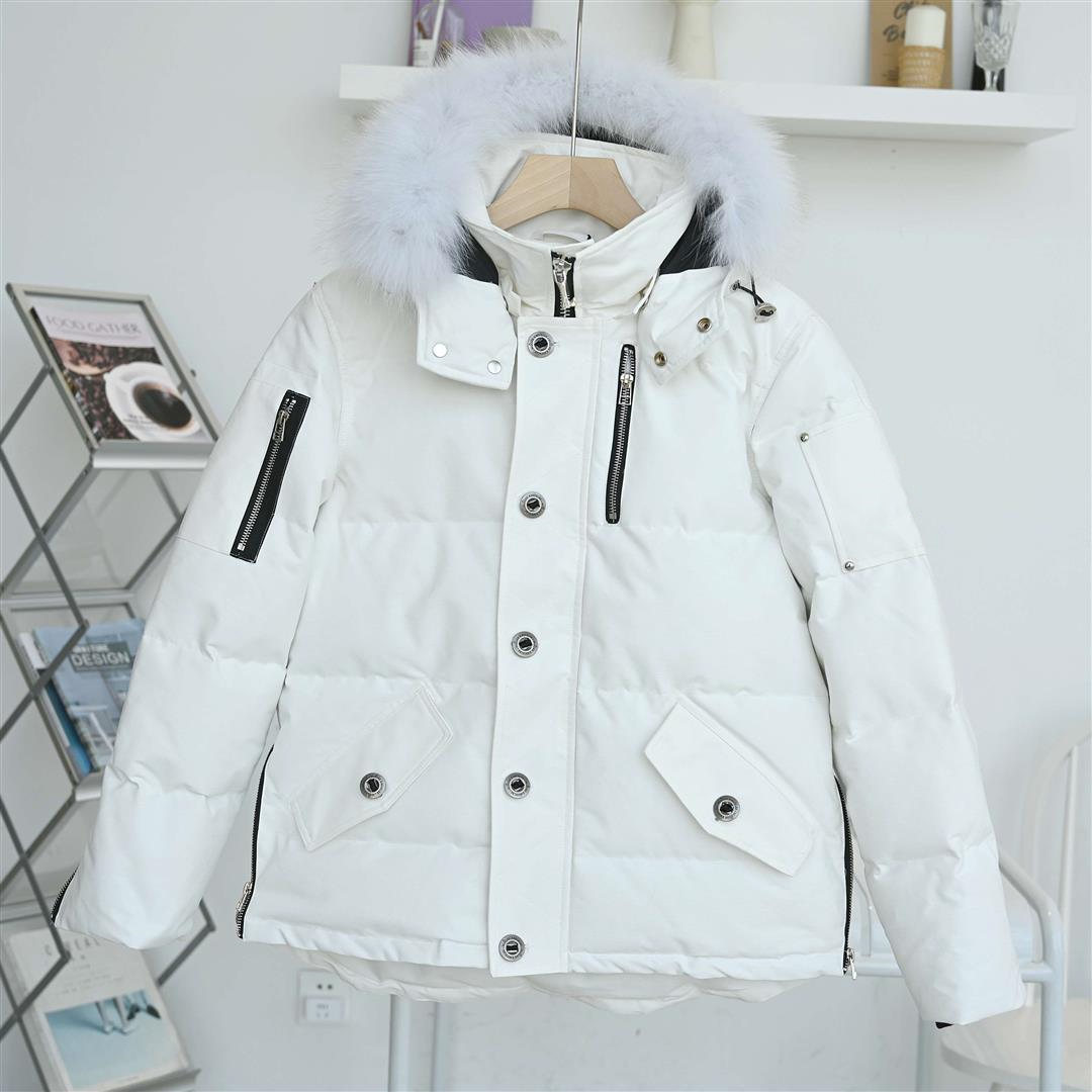 

Men's Winter Outerwear Puffer Coats Ballistic Bomber Down Jacket Fox Fur Parkas 3Q, Beige