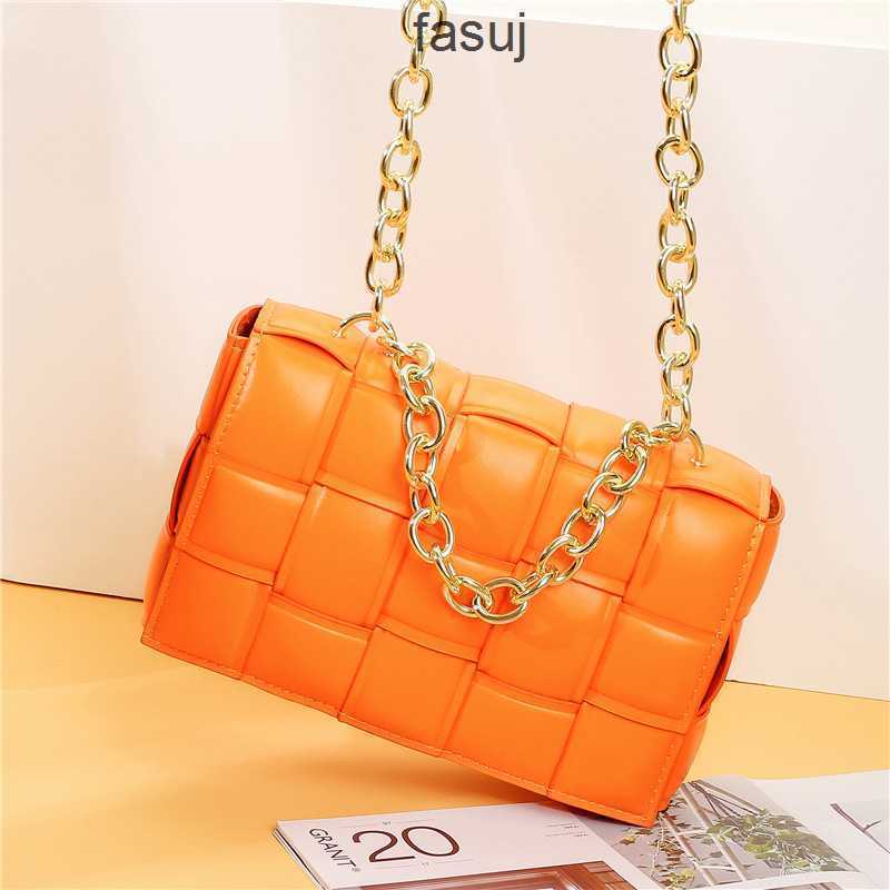 

Fashion Ladies Bottess bags Venetas Women's 2022 spring new Korean single shoulder ins Chain Hand woven small square, White