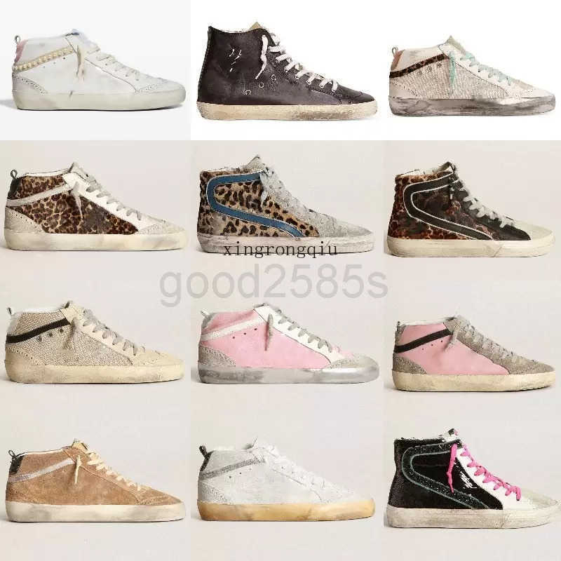 

-007#Golden#Gooses#Sneakers Italy Brand shoes Golden Sneaker Mid Star Women Shoes Leopard Print Pink-gold glitter Classic White Do-old Dirty Designer, Star28