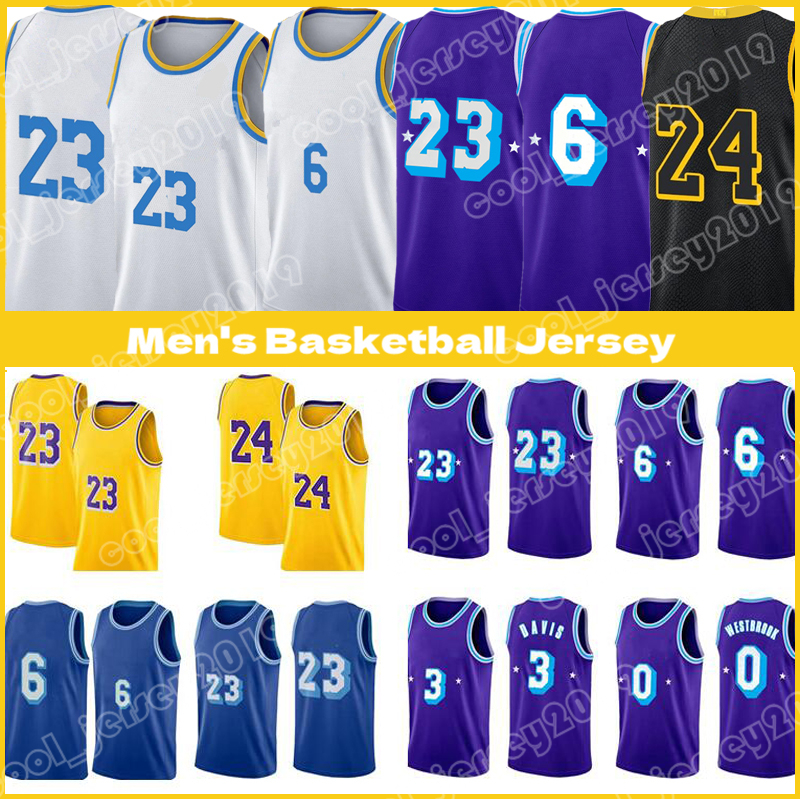 

LBJ 6 23 James Los Basketball Jersey Angeles Russell 0 Westbrook Carmelo 7 Anthony 3 Davis 2023 New City Lakeres Throwback 24 8 Black Mamba Jerseys, Mens jersey