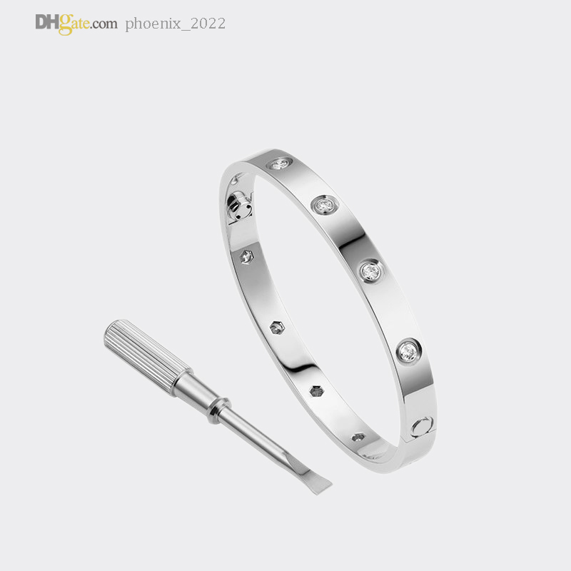 

LOVE Screw Bracelet Mens Bangle Designer Bracelets For Women Silver Bracelet 10 Diamonds Luxury Jewelry Titanium Steel Gold-Plated Never Fade Not Allergic 21786687