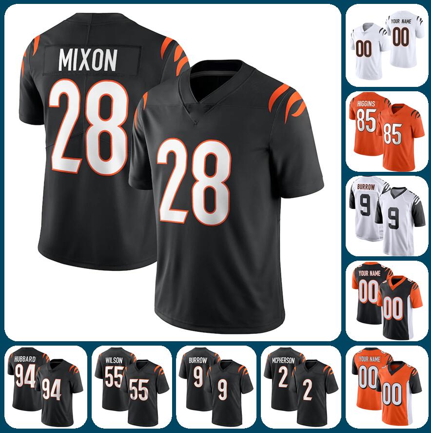 

Custom Football Jerseys Bengals''9 Joe Burrow 1 Ja'Marr Chase 94 Sam Hubbard 55 Logan Wilson 85 Tee Higgins 2 Evan McPherson 91 Trey Hendrickson 28 Joe Mixon 23 Hill 83 Boyd, Custom women (meng hu)