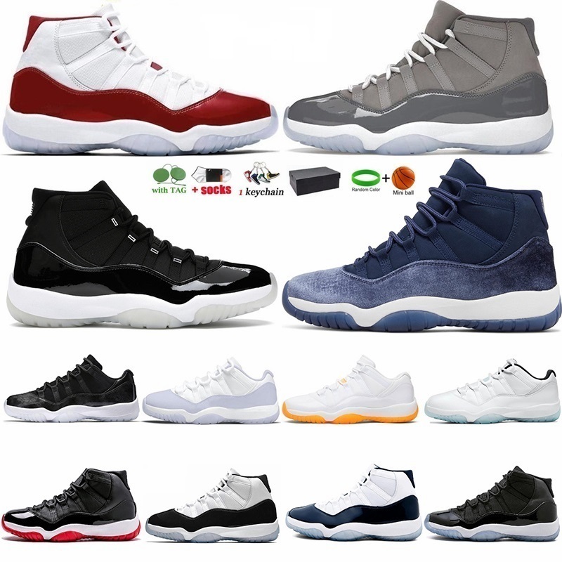 

11 Basketball Shoes 11s Navy Velvet High Cherry Cool Grey Bred Concord Gamma Low Legend Blue Jumpman XI Mens Womens Sport Sneaker Trainer With Box, 28