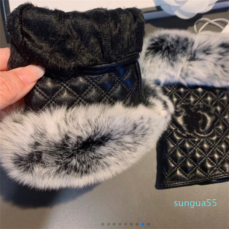 

Fingerless Glove Leather For women Designer Womens Winter Warm Plaid Driving
