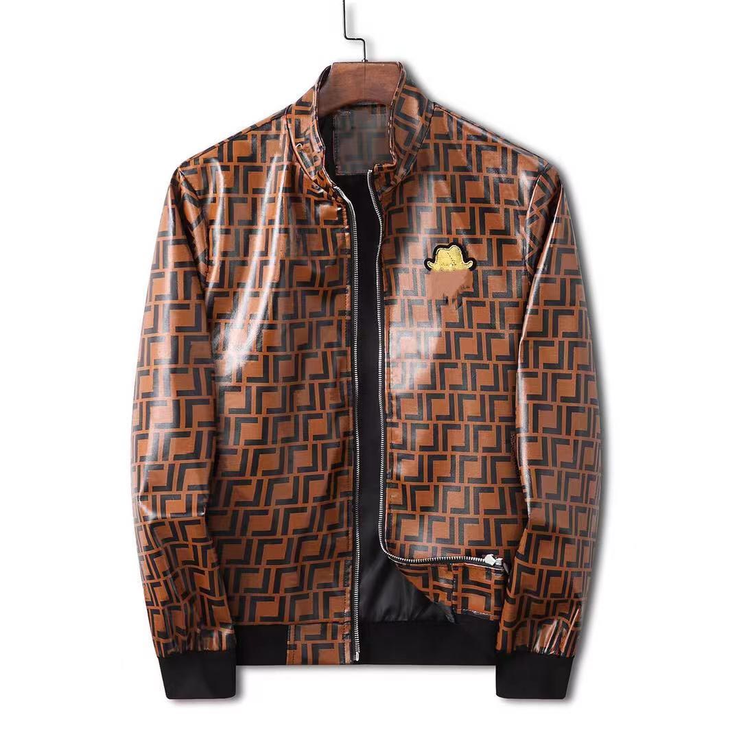 

Embroidered imitation leather designer jacket Men's zipper slim short hip hop casual sports motorcycle jacket Bike letter fashion, Customize