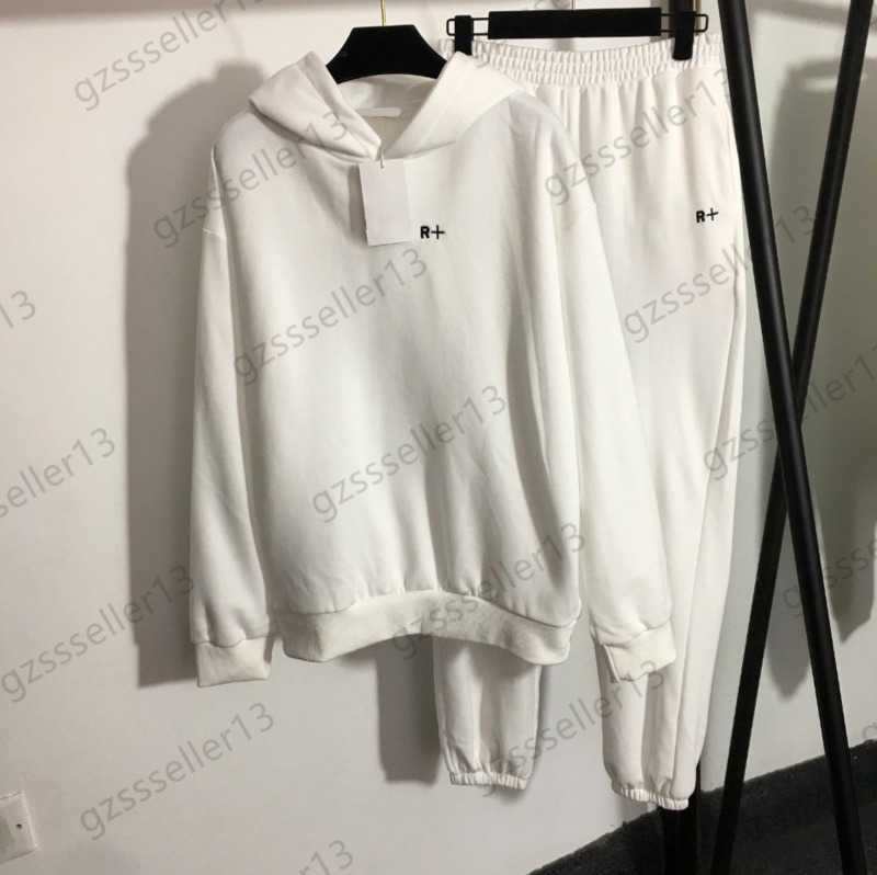 

Designer Womens Two Pieces Pants Lettered Embroidered Long-sleeved Hoodie Pullover Casual Trousers Simple Style Velvet Keep Warm Women Apparel 4 Colors 1970