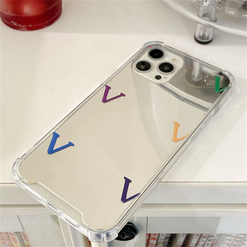 

Luxury Designer Phone Case Mirror Classic Letter Print High Quality For iPhone 14 13 12 11 Pro Max 7 8 Plus Fashion Shockproof Phones Cases, Silver